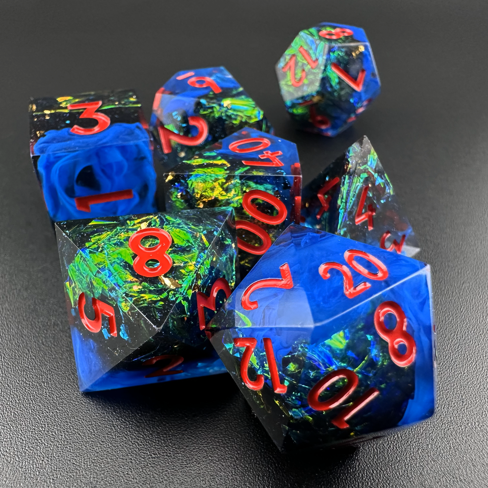 Stygian Rift - 7pc Resin Sharp Edge DnD Dice Set