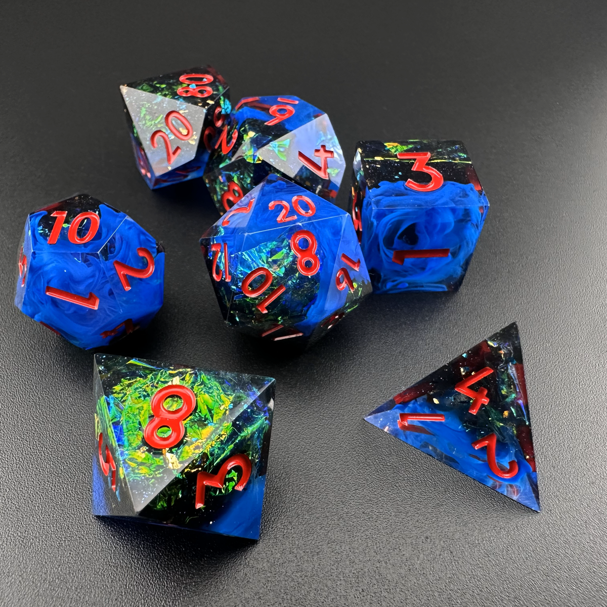 Stygian Rift - 7pc Resin Sharp Edge DnD Dice Set