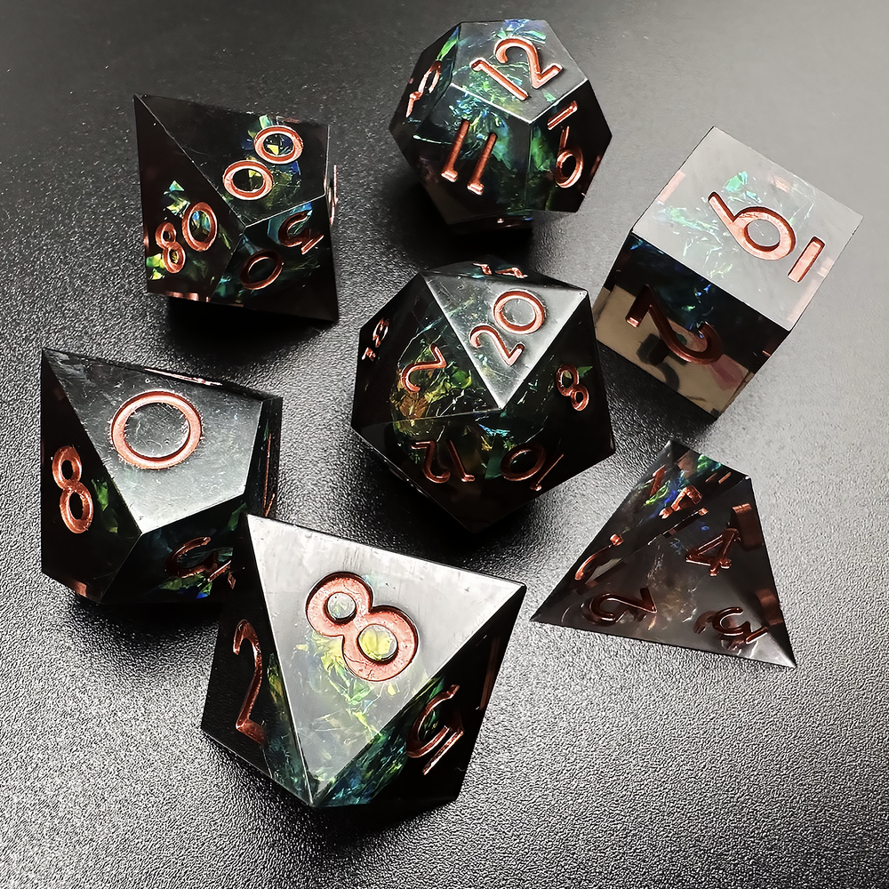 Obsidian Grove - Sharp Edge Resin 7pc DnD Dice Set-MinMax Misfits