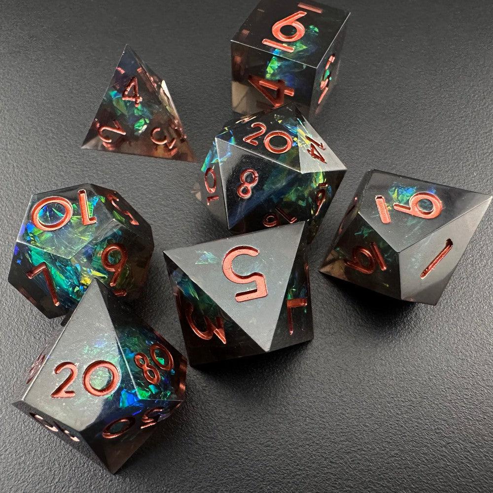 Obsidian Grove - Sharp Edge Resin 7pc DnD Dice Set-MinMax Misfits