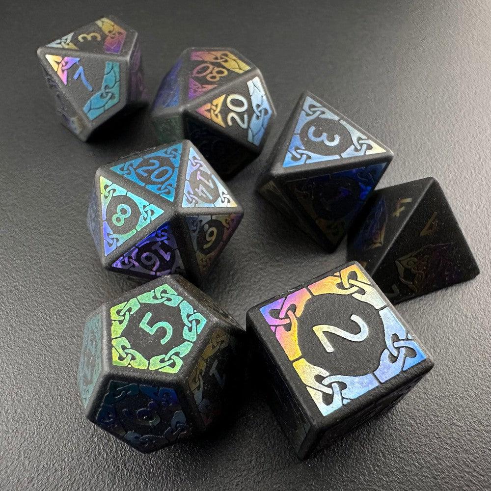 Obsidian&#39;s Dreamscape - Metal 7pc DnD Dice Set-MinMax Misfits