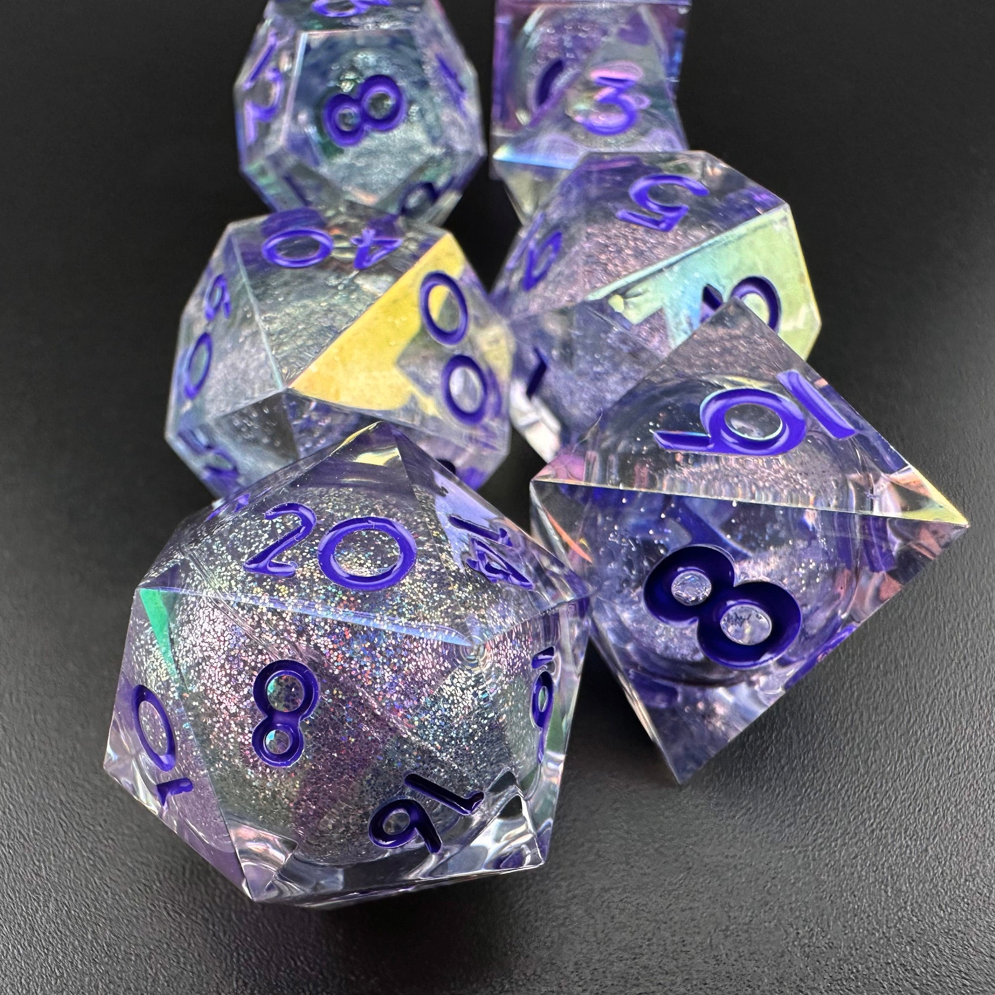 Starlight Enchanter - Iridescent Sharp Edge Resin 7pc DnD Dice Set-MinMax Misfits