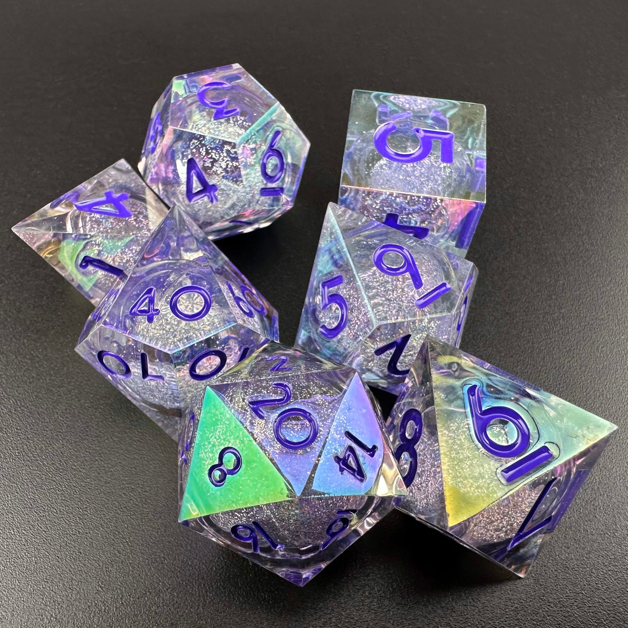 Starlight Enchanter - Iridescent Sharp Edge Resin 7pc DnD Dice Set-MinMax Misfits