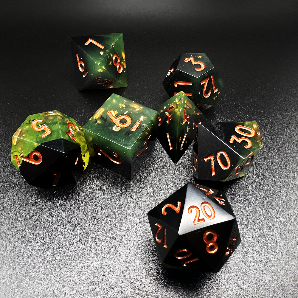 Verdant Enigma - Sharp Edge Resin 7pc DnD Dice Set-MinMax Misfits