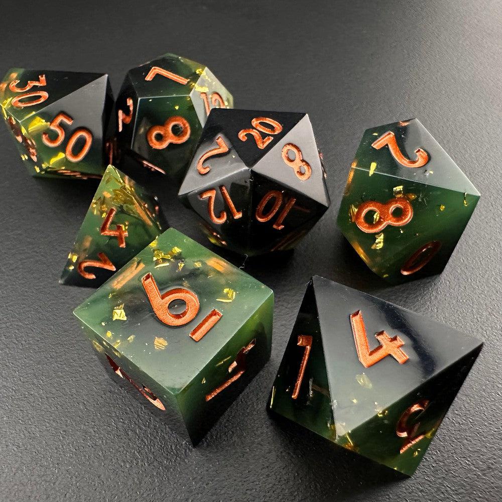 Verdant Enigma - Sharp Edge Resin 7pc DnD Dice Set-MinMax Misfits