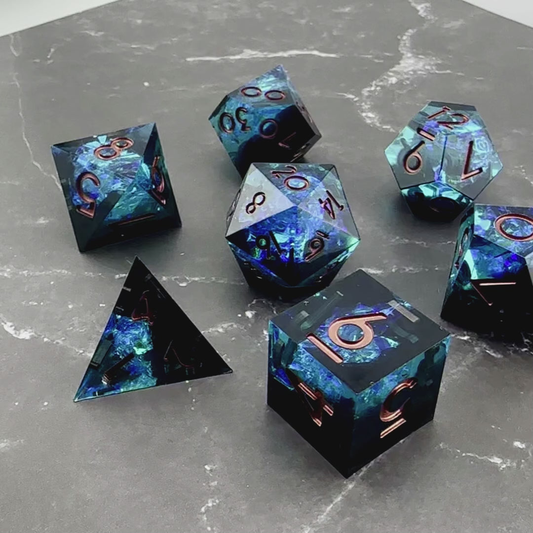 Twilight Chasm  - 7pc Resin Sharp Edge DnD Dice Set